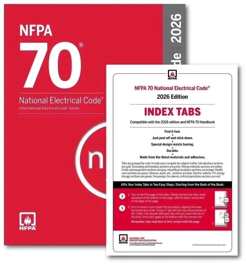 NFPA 70 National Electrical Code NEC 2026 Edition PB + Index tab USA STOCK