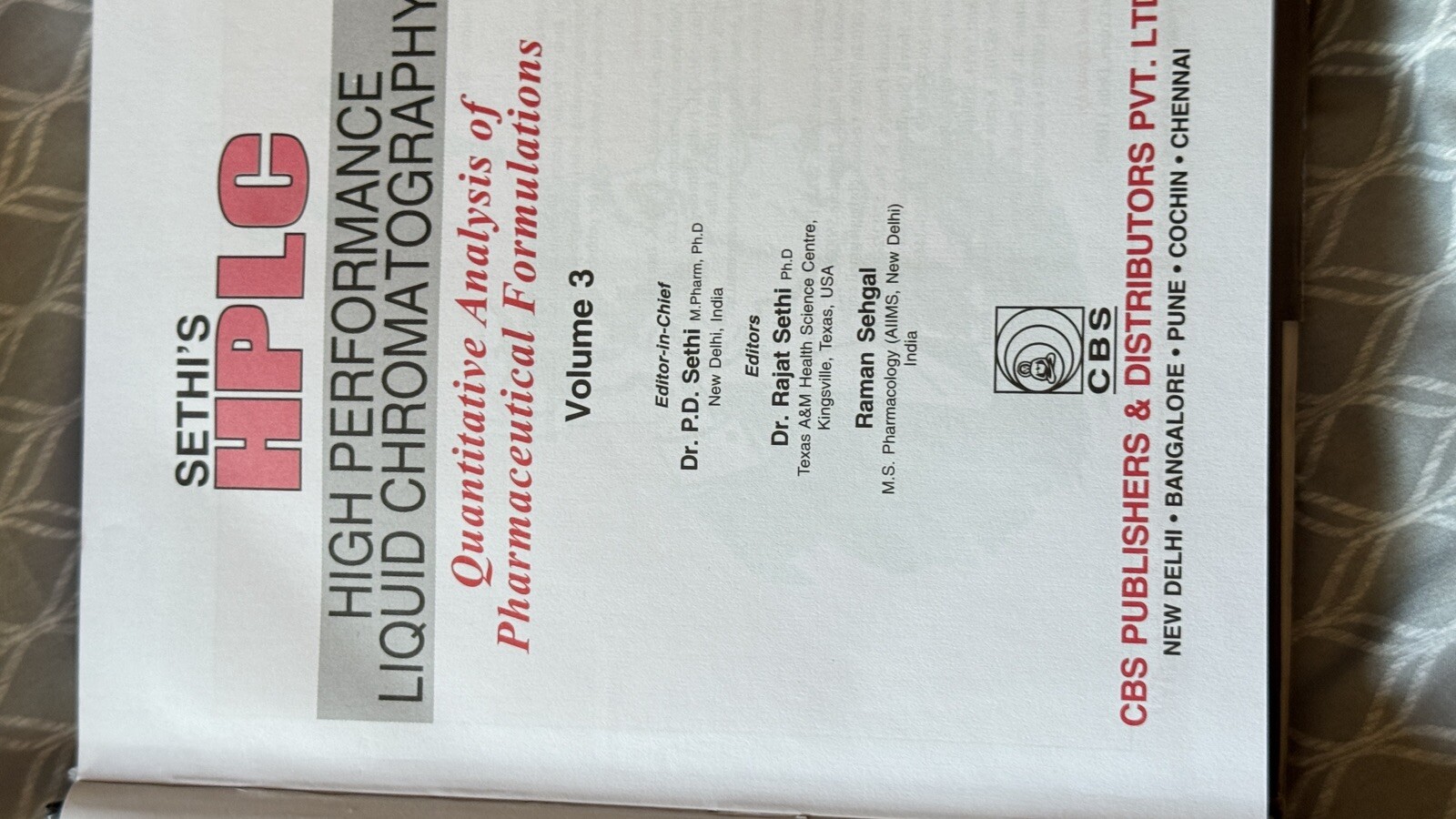 Sethi’s HPLC Volume 3 Chromatography Book