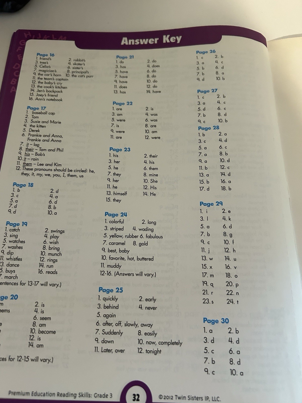 Twin Sisters Premium Education Reading Grade 3 Workbook Reading Skills