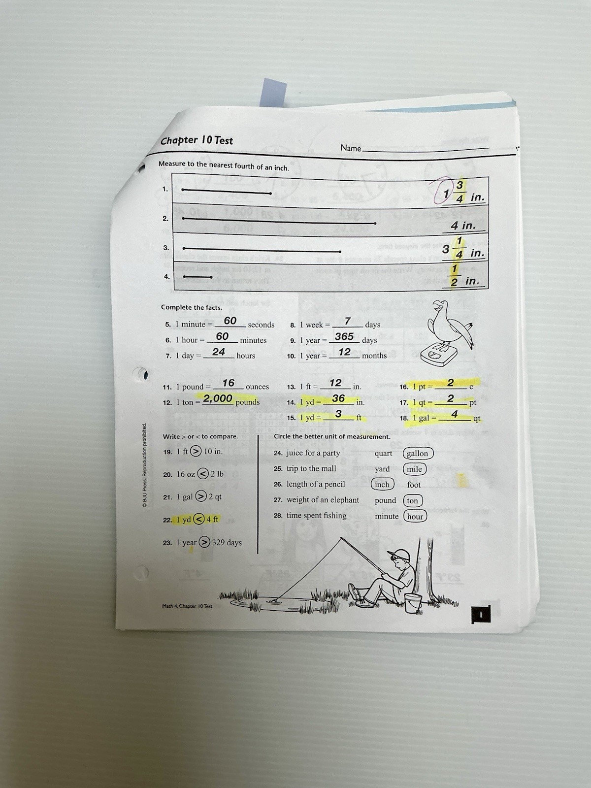 BJU Press Math 4 Tests Answer Key Teacher’s Ed Looseleaf 3rd Ed 2009