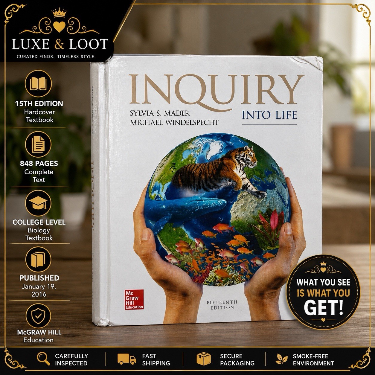 Inquiry Into Life 15th Edition Hardcover Sylvia S. Mader Biology Textbook 2016