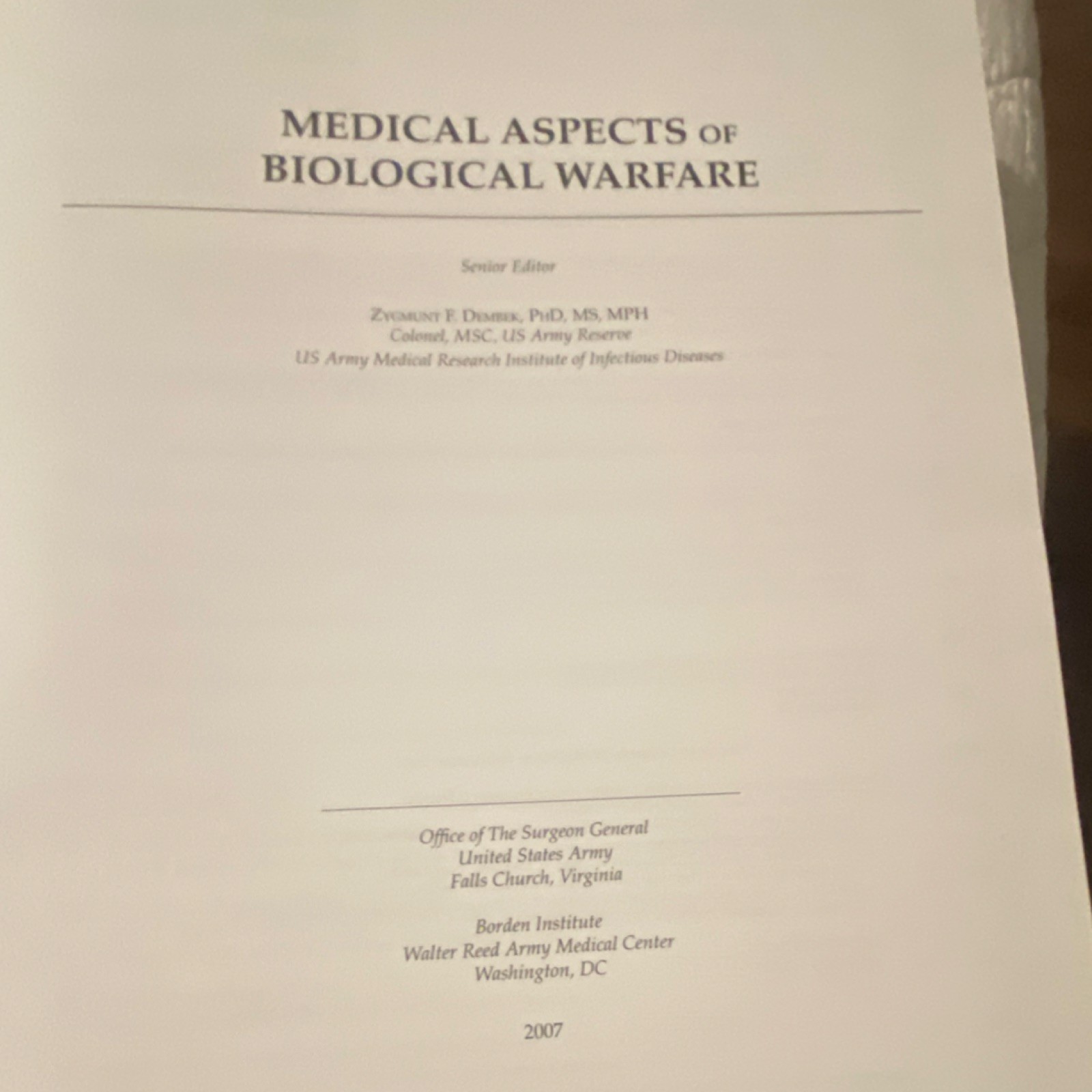 US Army Military Medicine Medical Aspects Biological Warfare hardcover textbook