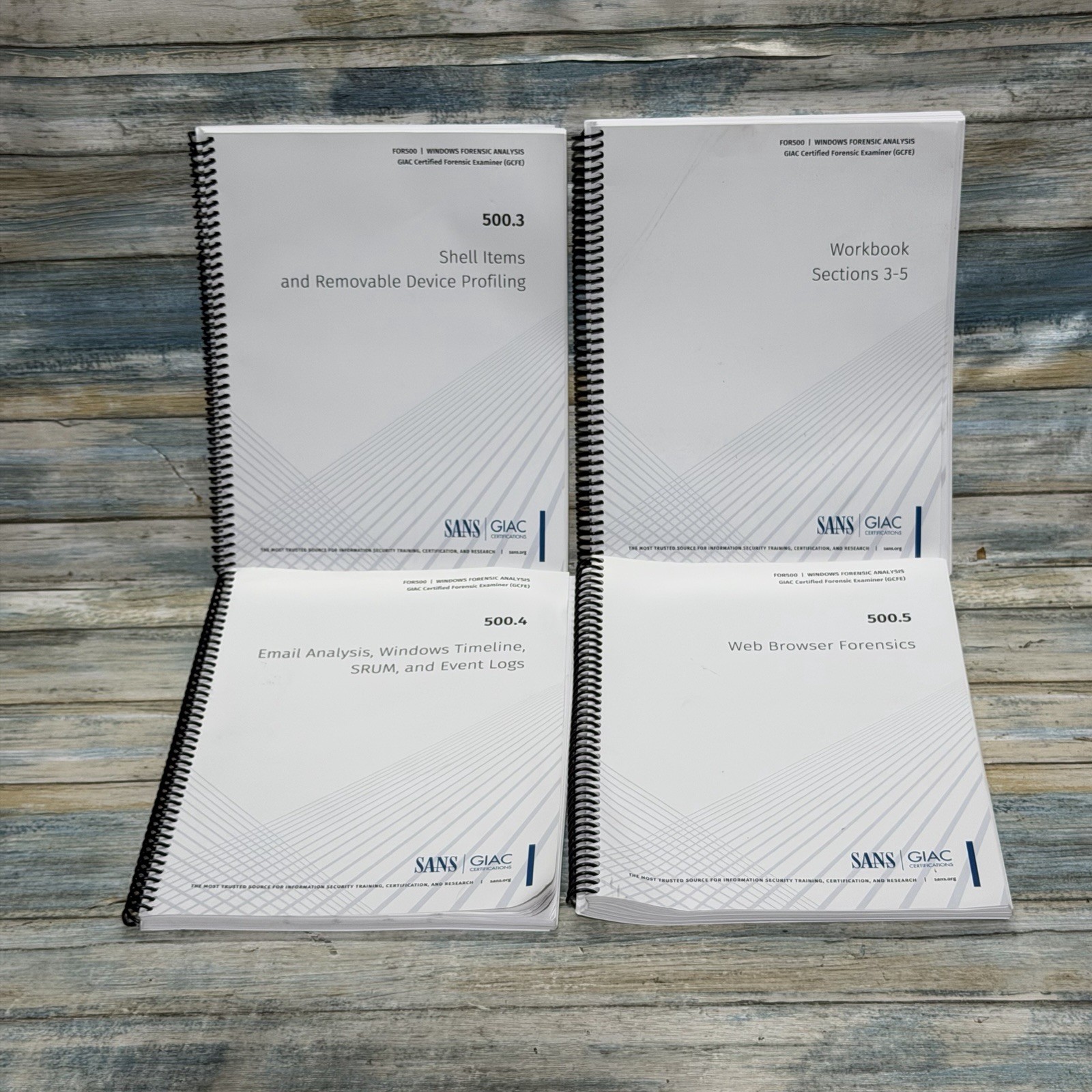 SANS FOR500 Windows Forensic Analysis Books Lot Vols 3 4 5 + Workbook GIAC GCFE
