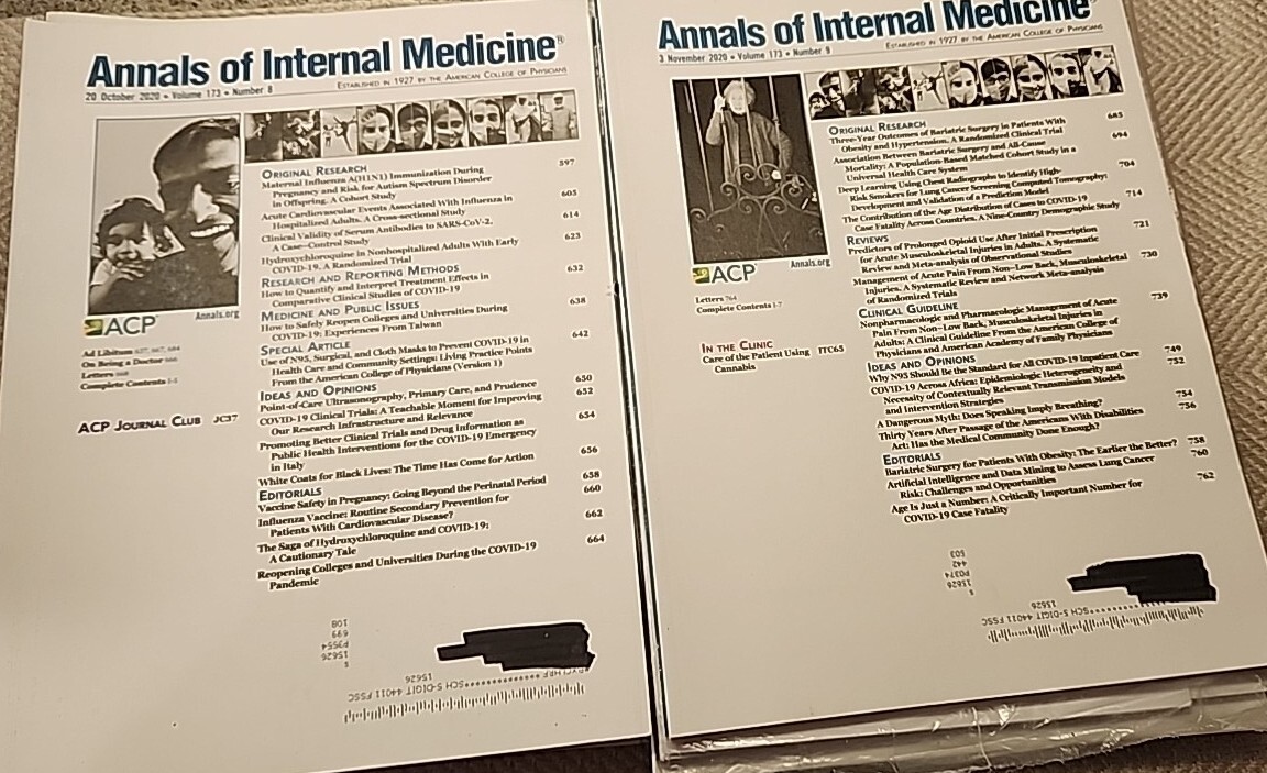 Annals of Internal Medicine Journal Magazine ~ Various Volumes ~ 2020