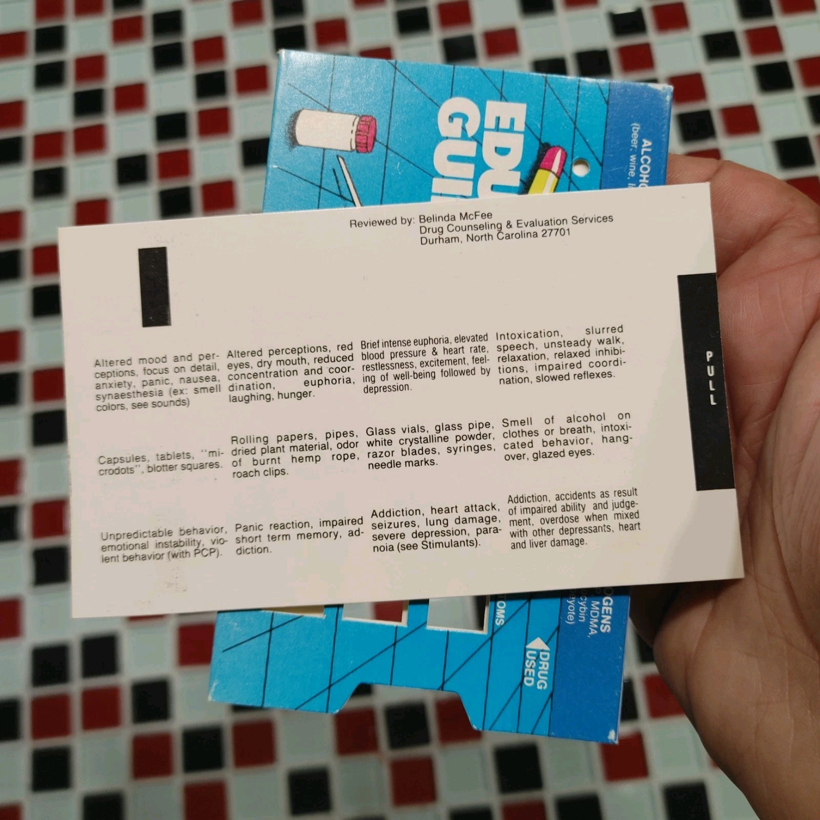 DRUG Education Symptoms Identification GUIDE 1990 Pocket Size Card Stock Arizona