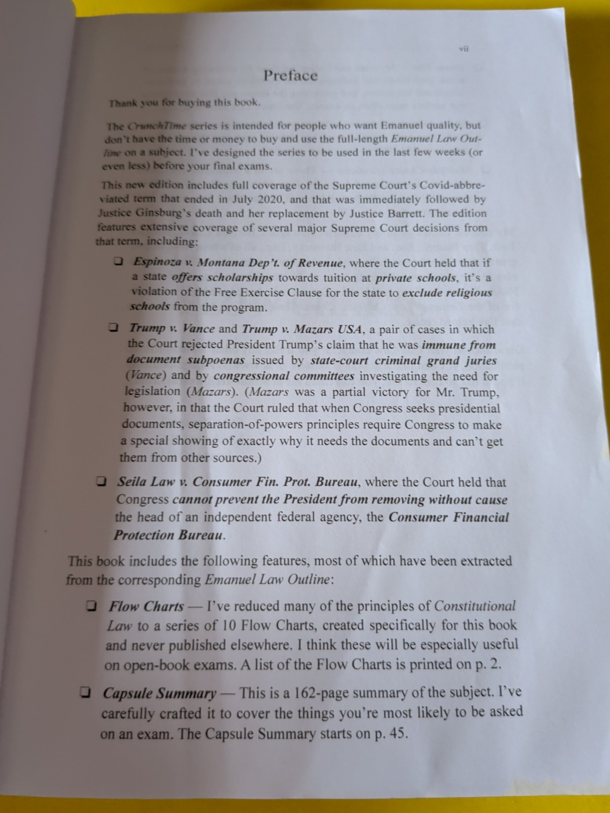 Emanuel Crunchtime Ser.: Emanuel CrunchTime for Constitutional Law by Steven L.