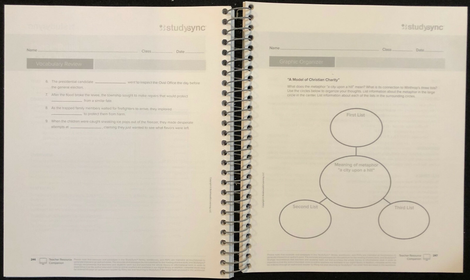 12th – STUDY SYNC Teacher Resource Companion & Reading/Writing Student Companion