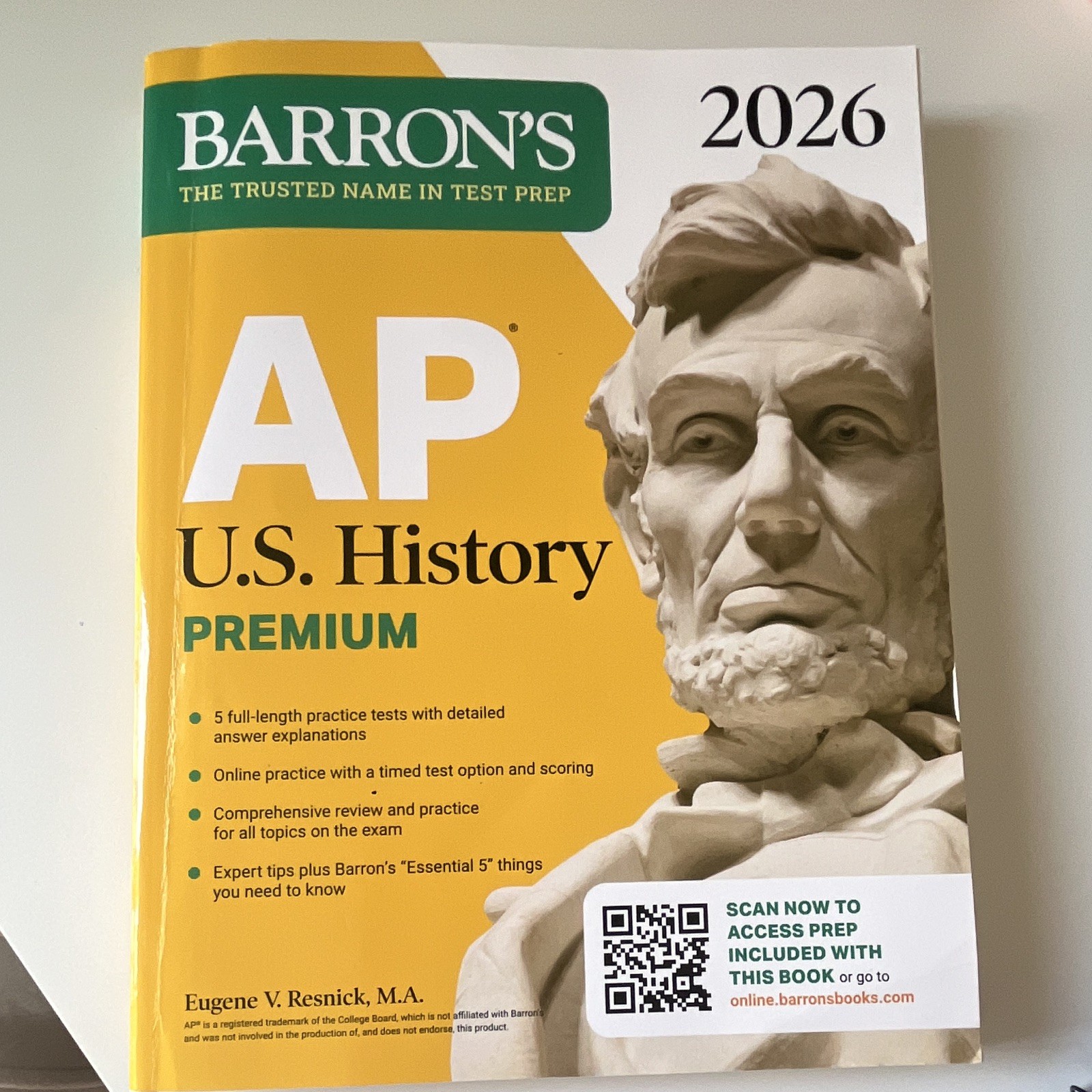Barron’s AP U.S. History Premium 2026 Study Guide Exam Prep Book Resnick