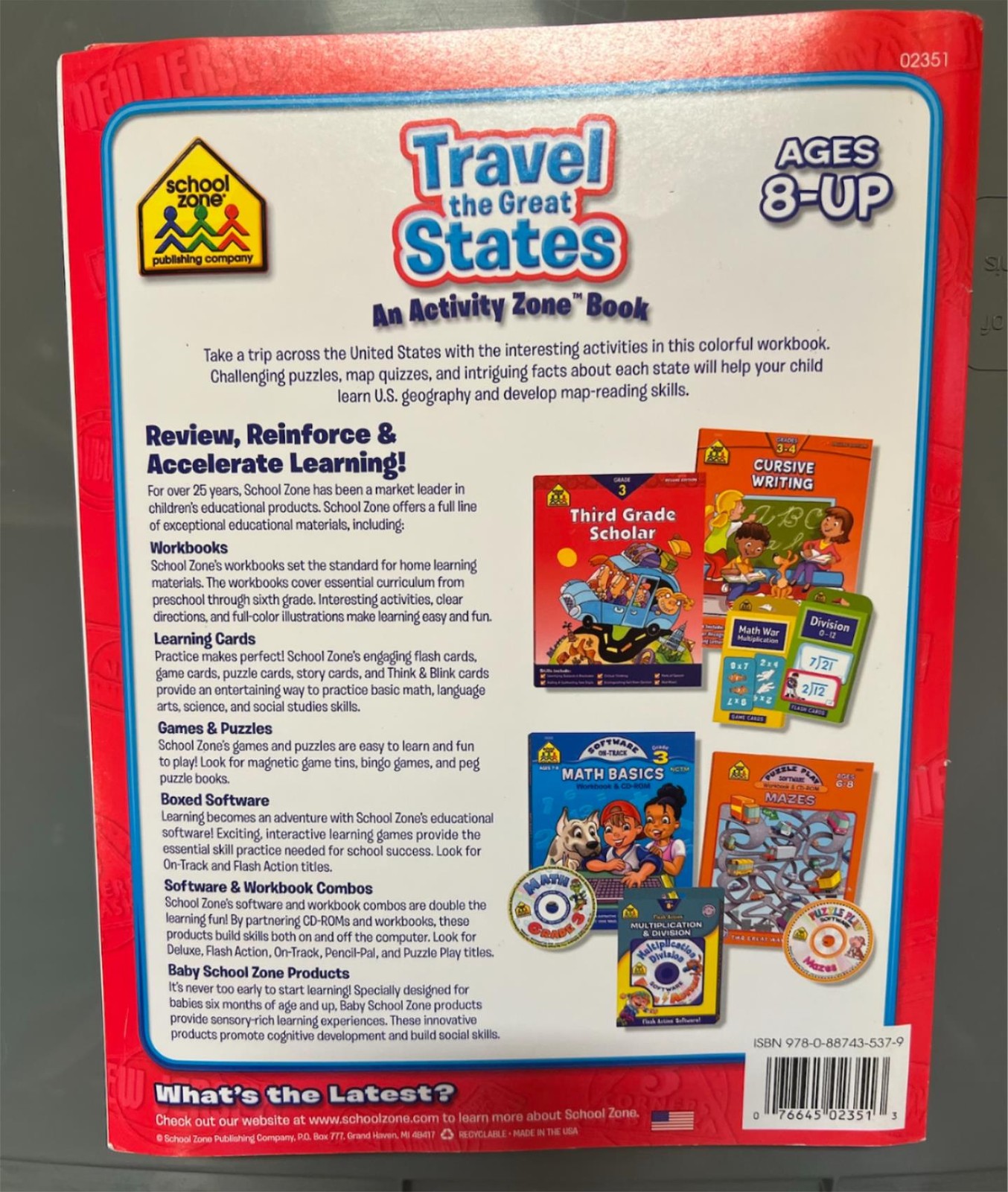 4 School Zone Activity Zone Workbooks ages 4-8