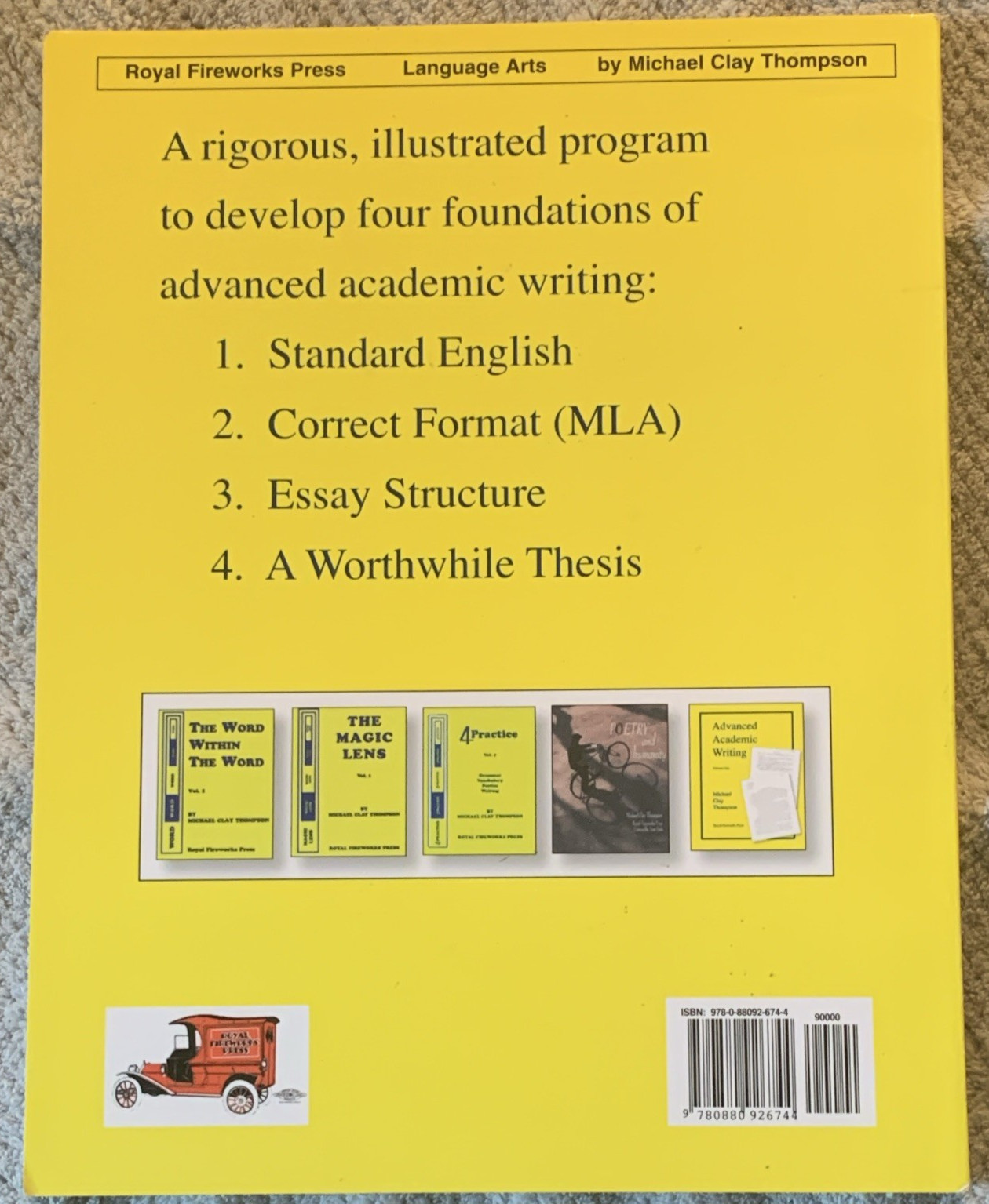 Royal Fireworks Press Advanced Academic Writing Vol One Michael Clay Thompson PB