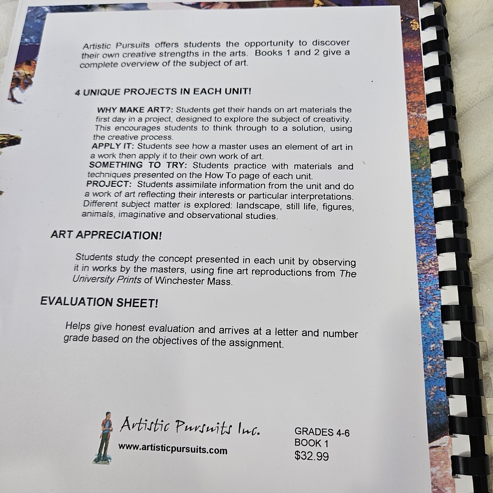 ARTISTIC PURSUITS Grade 4-6 Book 1 Elements Art Homeschool Curriculum 4th/5th/6