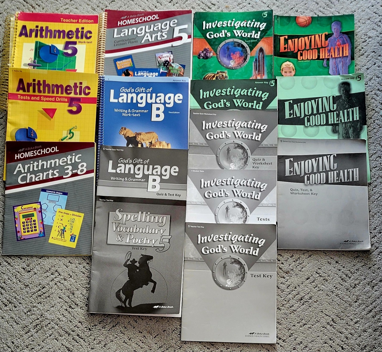 Abeka 5th Grade 5 Student and Teacher Keys Curriculum Lot- Math, etc. (See Desc)