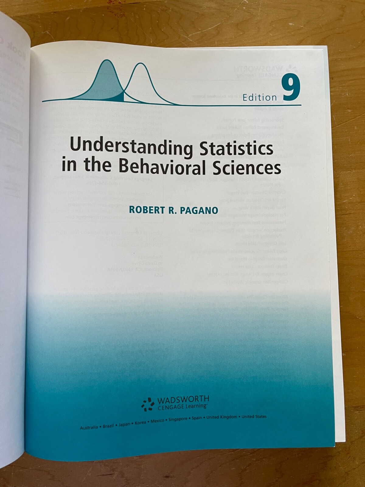 Understanding Statistics In the Behavioral Sciences by Robert Pagano (HC) VG