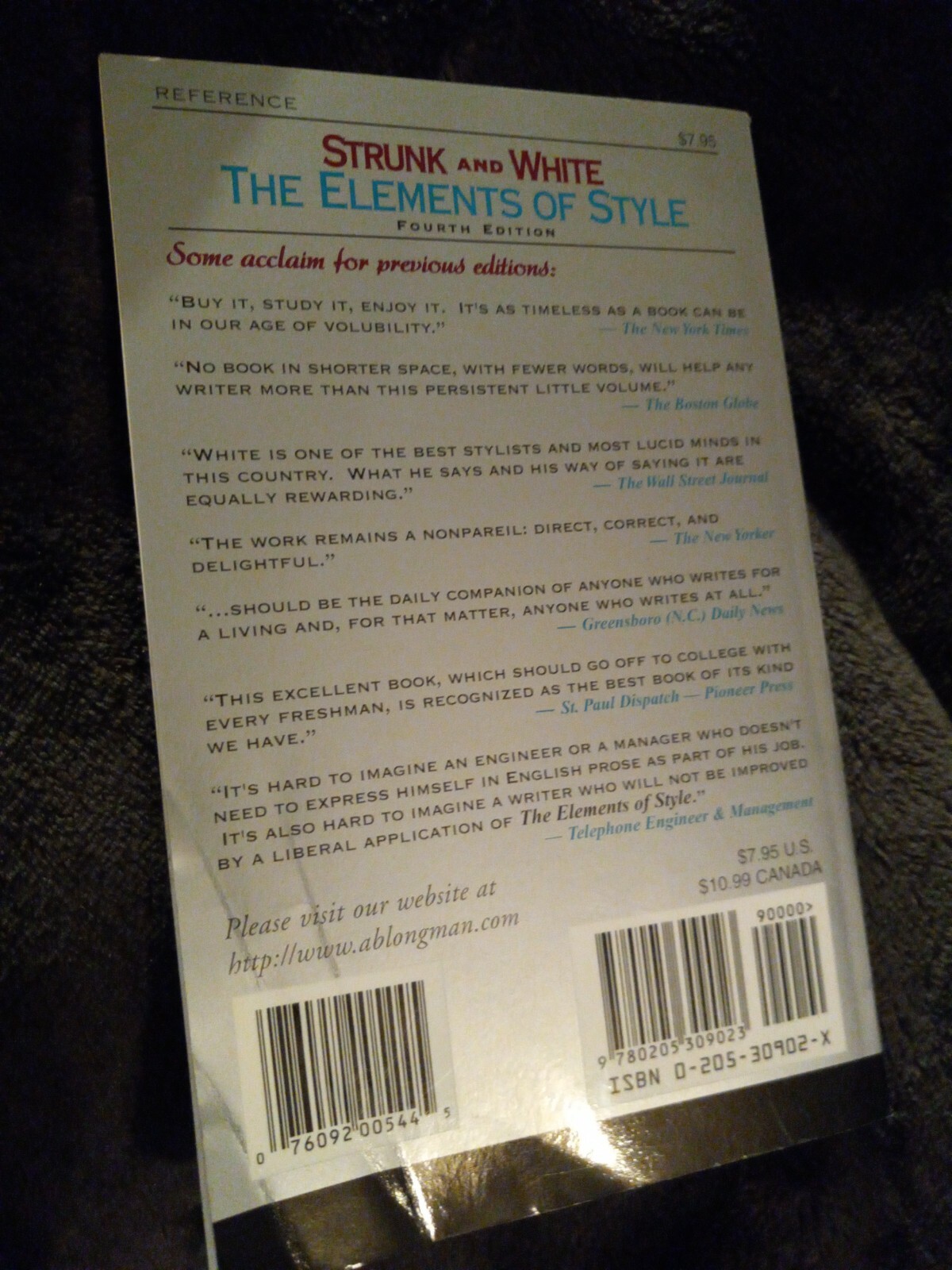 The Elements of Style, Fourth Edition – Paperback By Strunk Jr., William – GOOD