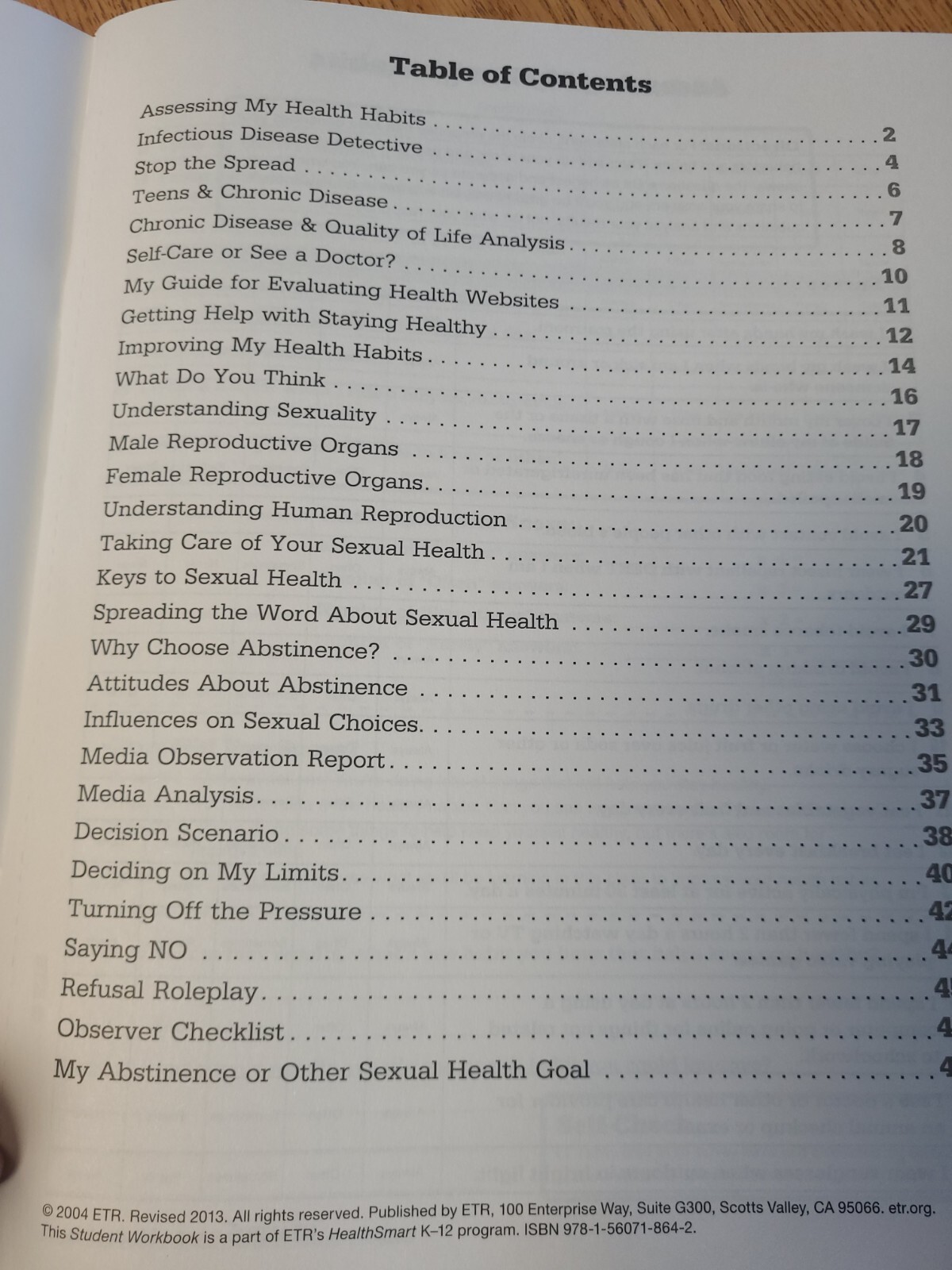 HealthSmart High School :Abstinence, Personal and Sexual Health Student workbook