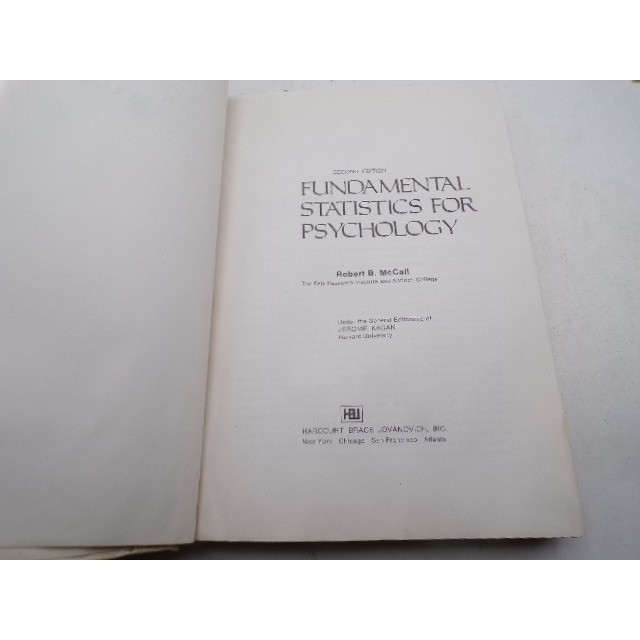 Fundamental Statistics for Psychology Robert B McCall 2nd Ed 1975 Hardcover ISBN