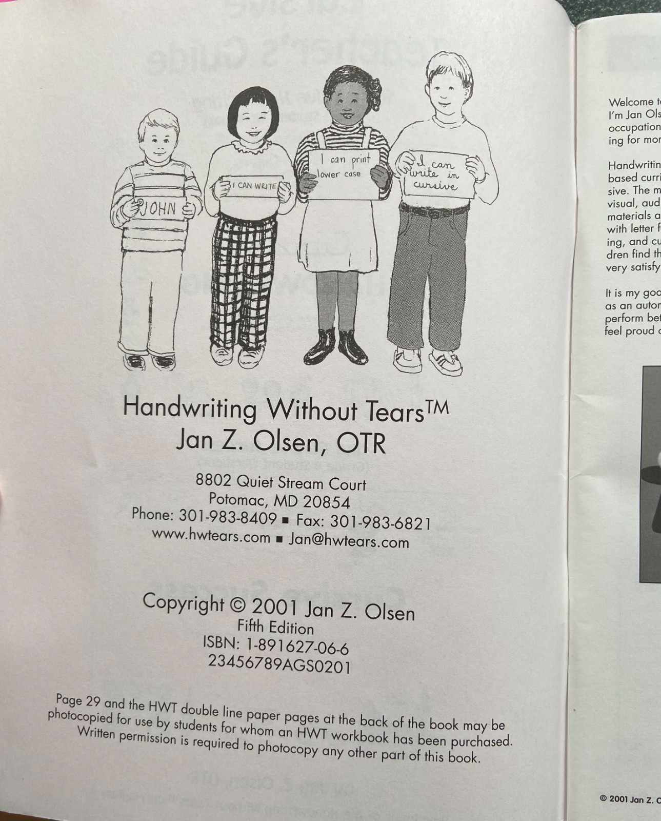 Cursive Teacher’s Guide by Jan Z. Olsen, OTR