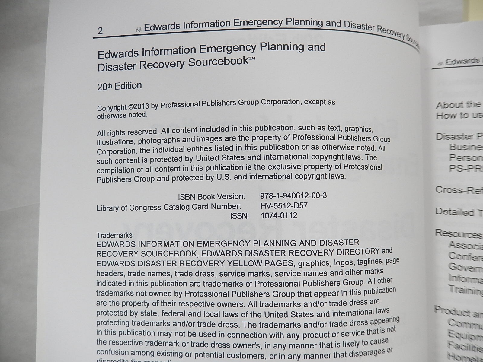 Emergency Planning and Disaster Recovery Sourcebook, 2013, 20th Edition, Edwards