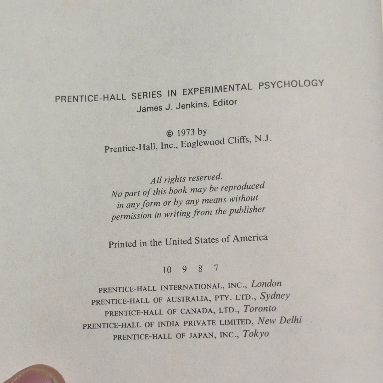 Prentice-Hall Design and Analysis by Geoffrey Keppel, 1973, Hardcover