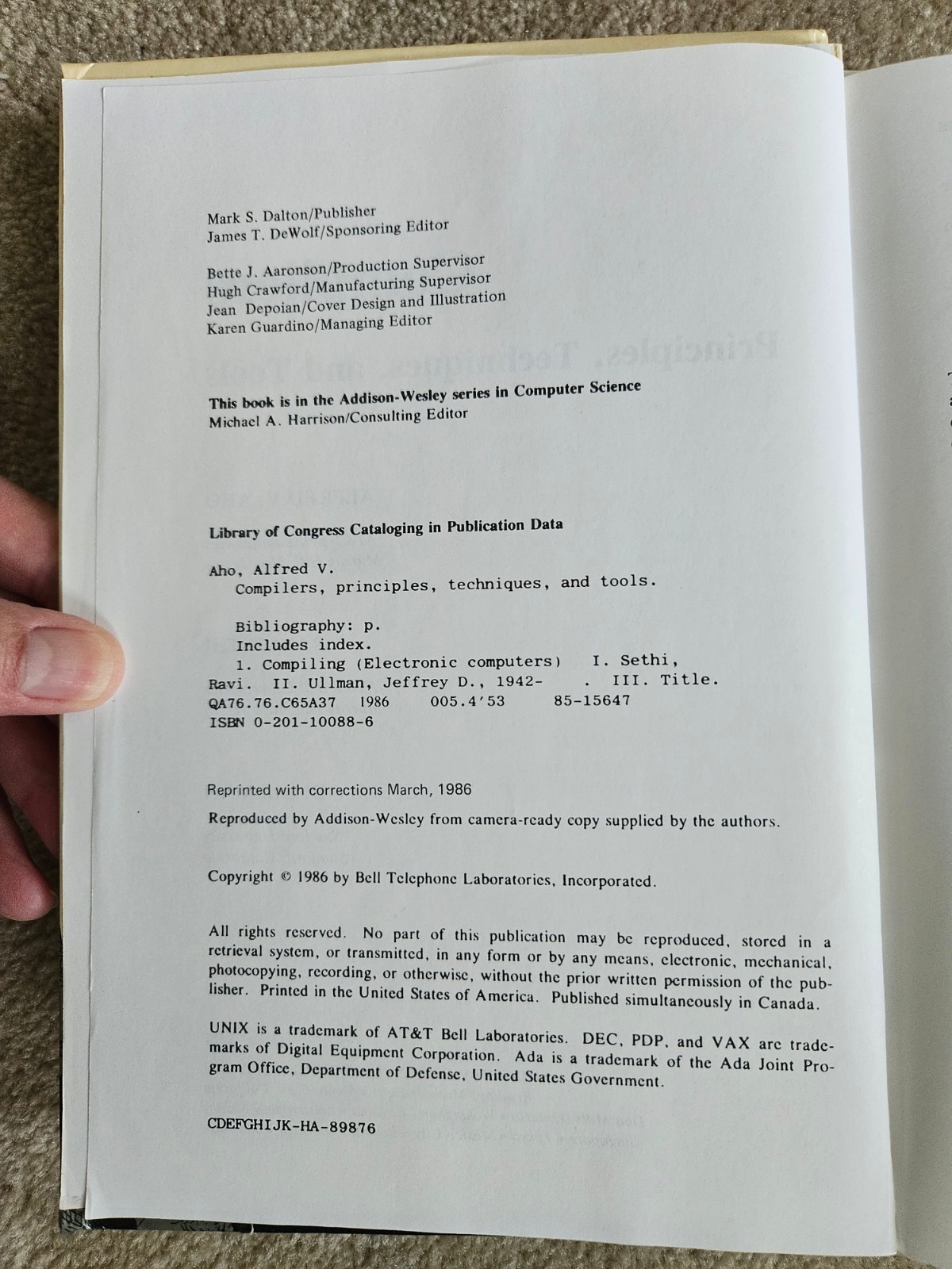 Compilers: Principles, Techniques, – Hardcover, by Aho Alfred V.; – Acceptable
