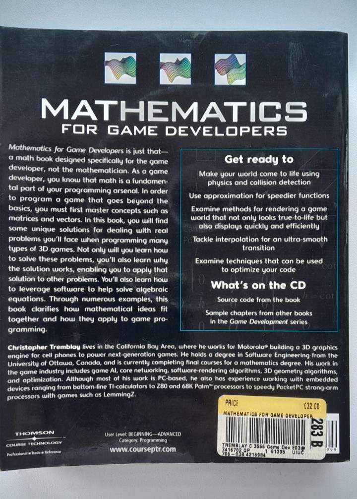Mathematics for Game Developers Paperback Christopher, Farrell, J