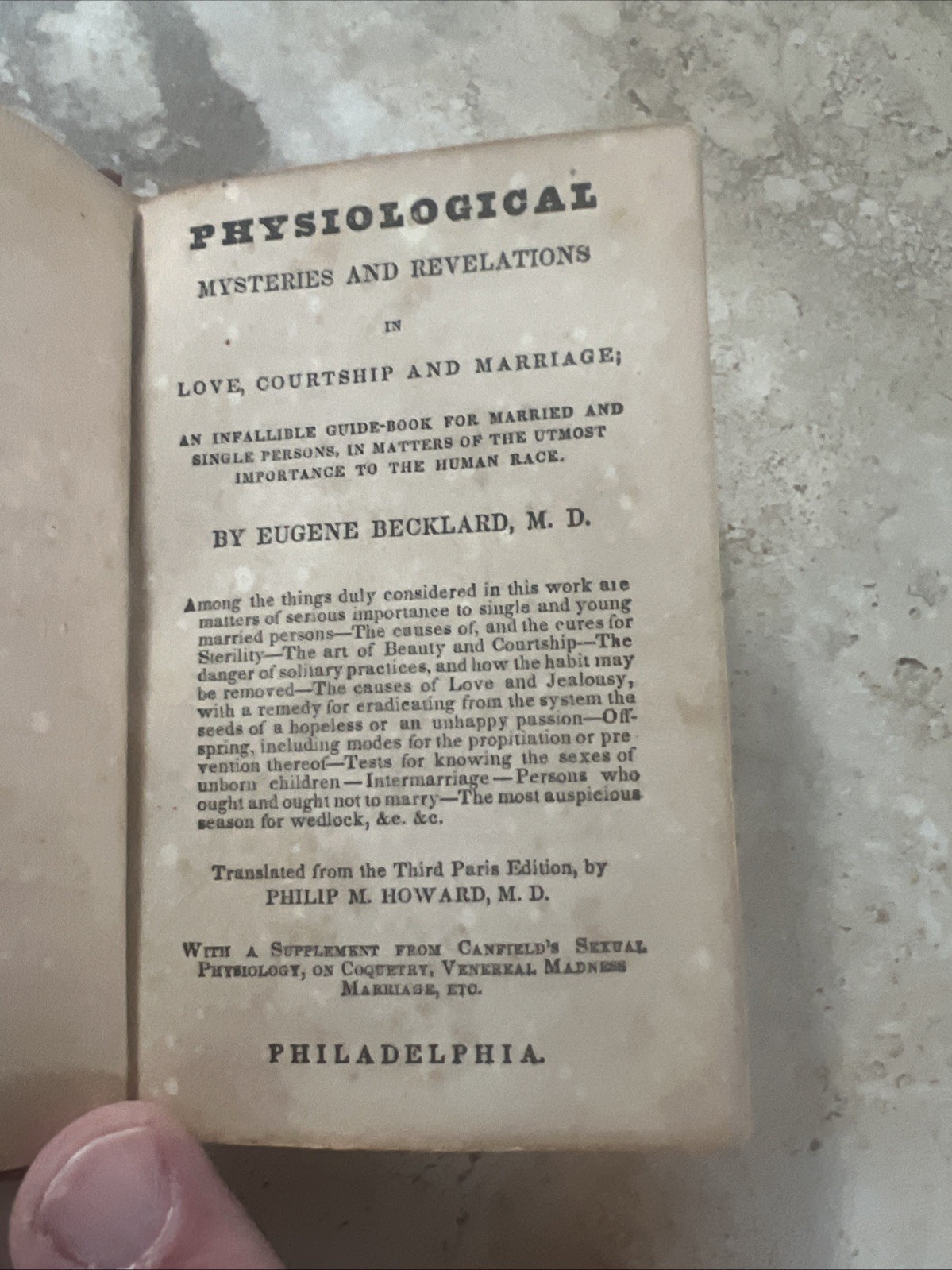 Becklard’s Physiology 1840’s Pocket Size. 3”x4 1/2”. Translated From 3rd ParisEd