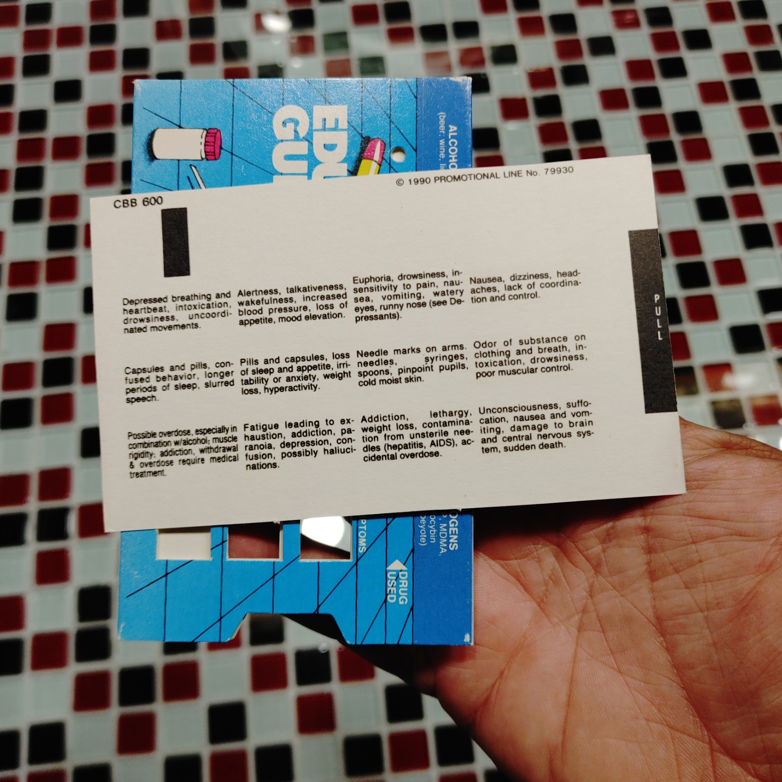 DRUG Education Symptoms Identification GUIDE 1990 Pocket Size Card Stock Arizona