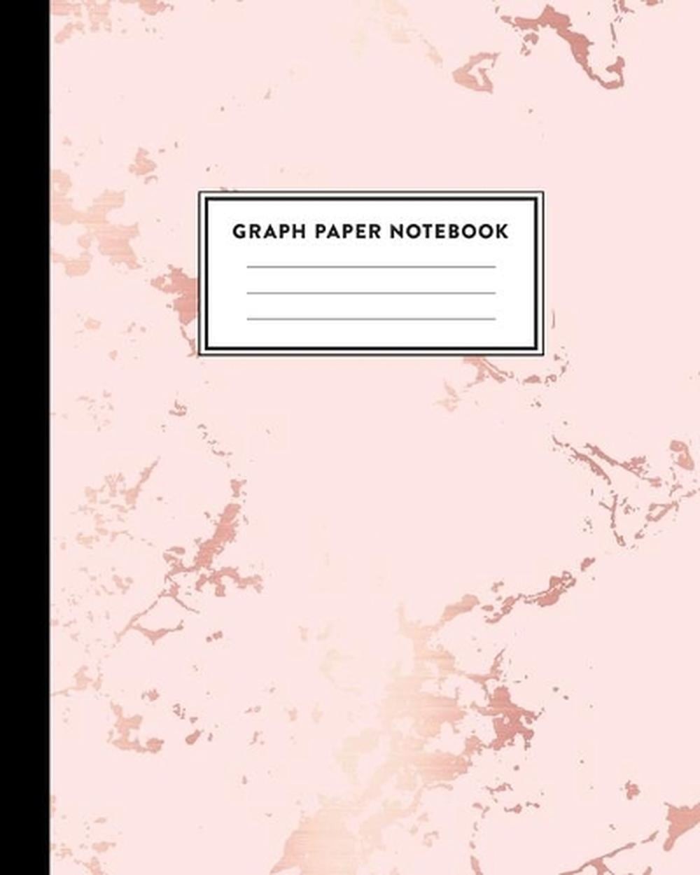 Graph Paper Notebook: Beautiful Pink Marble and Rose Gold 8 x 10 inches – 5 x 5