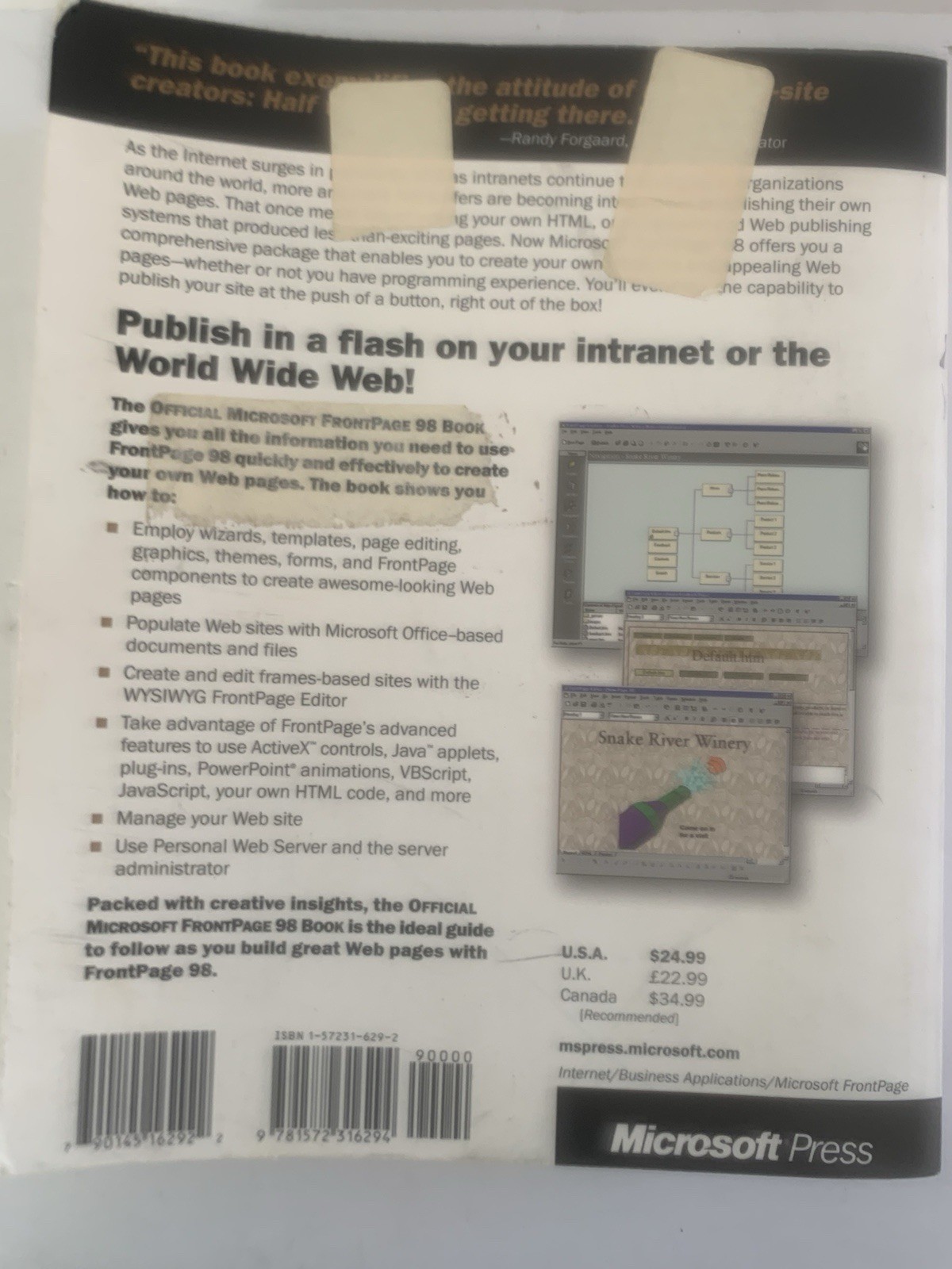 Official Microsoft FrontPage 98 Book – Paperback By Lehto, Kerry