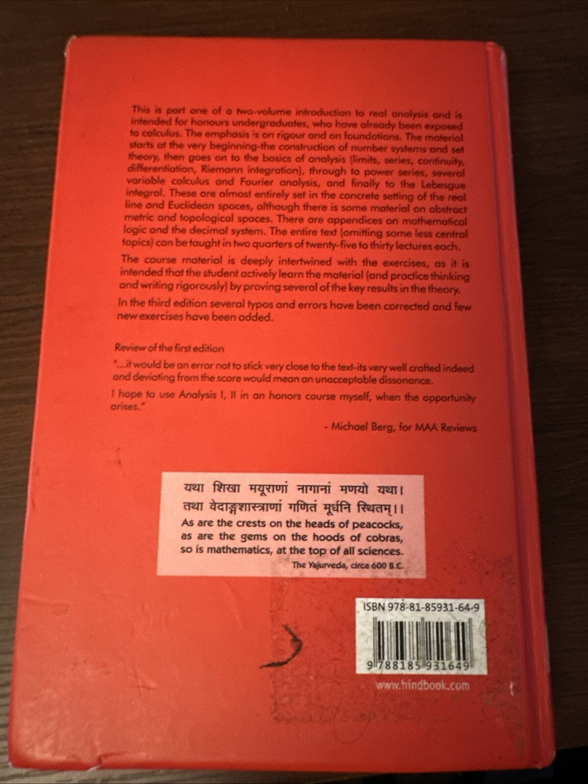 Analysis I: Third Edition (Texts and Readings in Mathematics) by Tao, Terence
