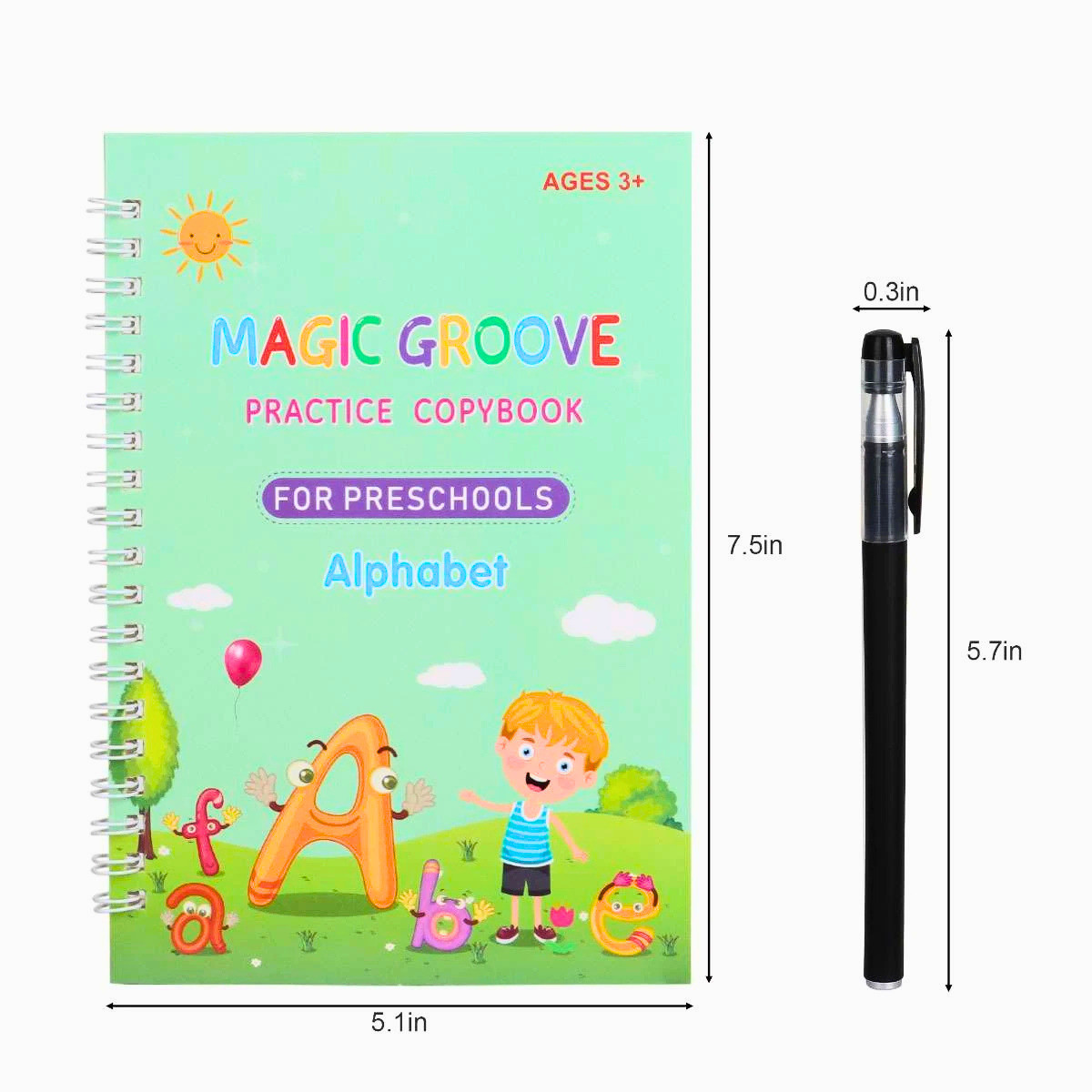 Magic Grooved Writing Practice for Kids,Reusable Grooved Handwriting Workbooks