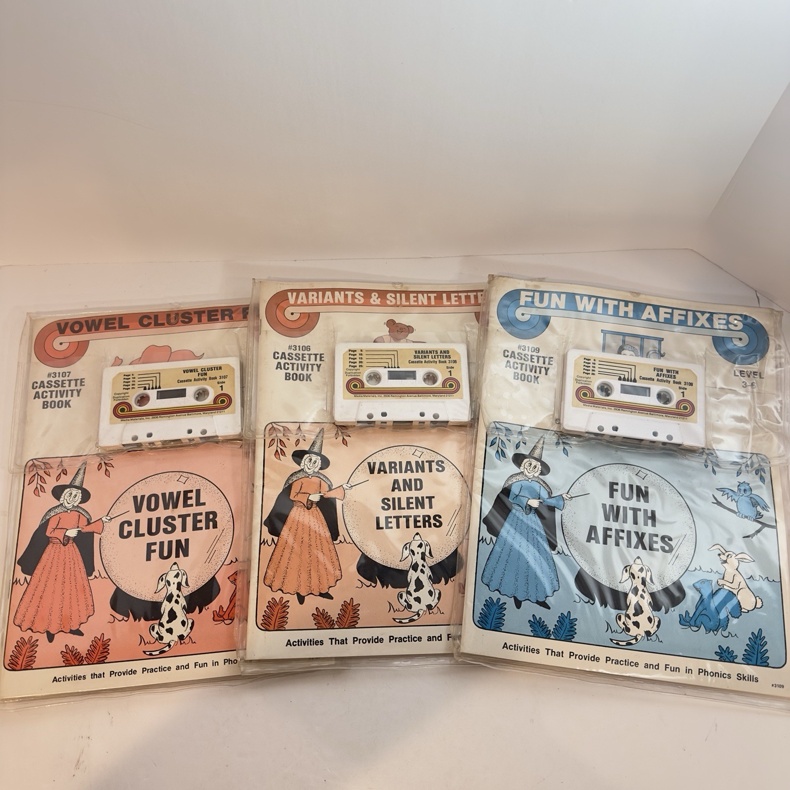 Vintage 1970s Cassette Activity Books Lot Phonics Reading 6 Books 6 Tapes