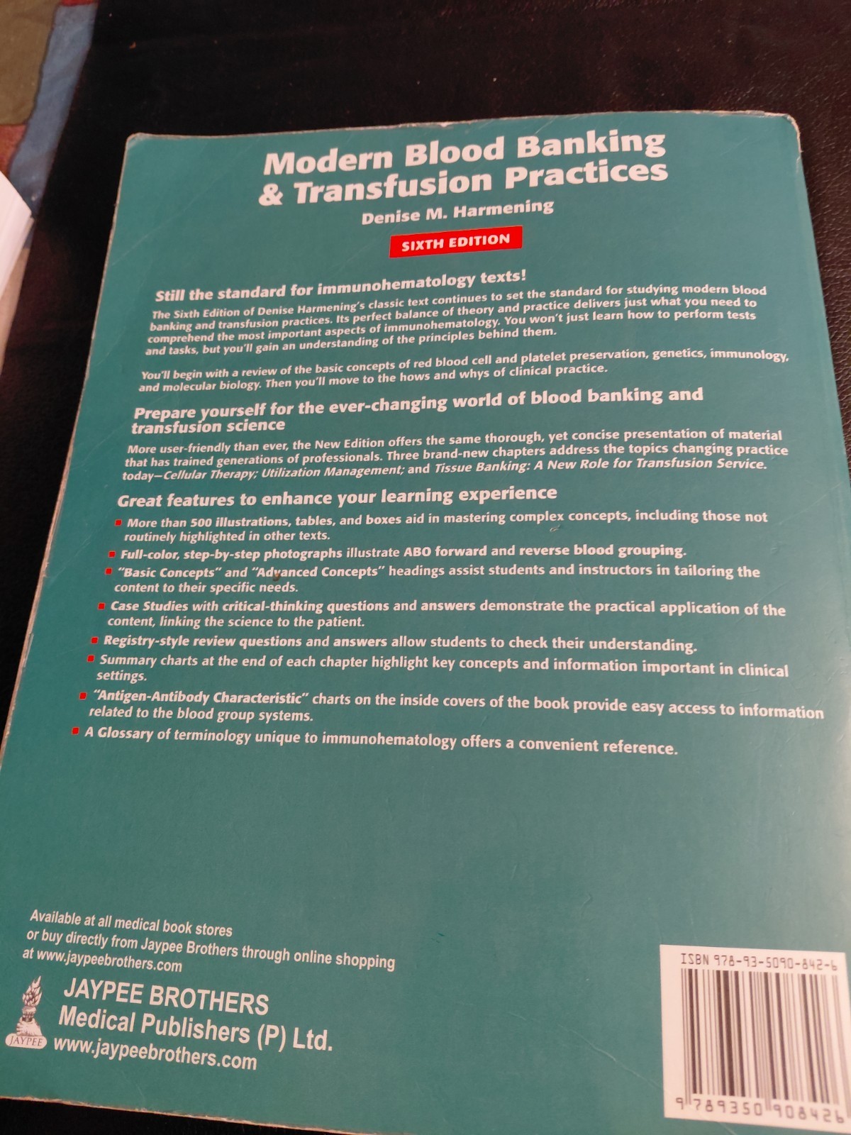 MODERN BLOOD BANKING & TRANSFUSION PRACTICES Sixth Edition Textbook