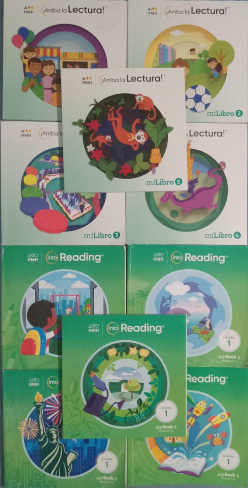 Lot Of 10 Grade 1 HMH Into Reading Workbook Text Set-5 In English/ 5 In Spanish