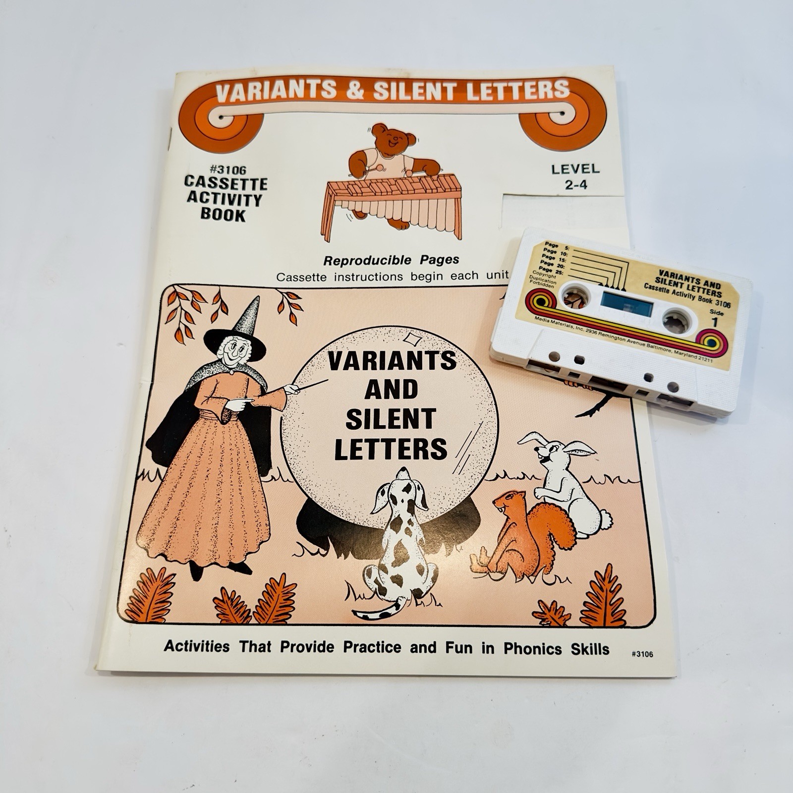 Vintage 1970s Cassette Activity Books Lot Phonics Reading 6 Books 6 Tapes