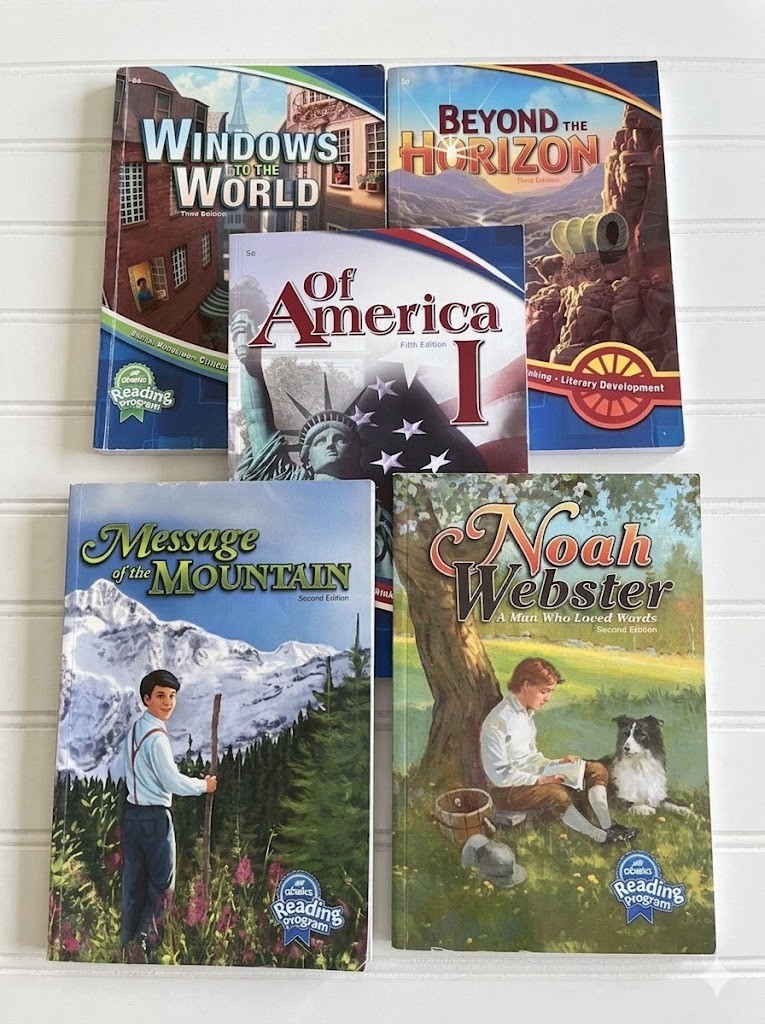 Abeka 5th Grade Reading Set student books Message of the Mountain Noah Webster