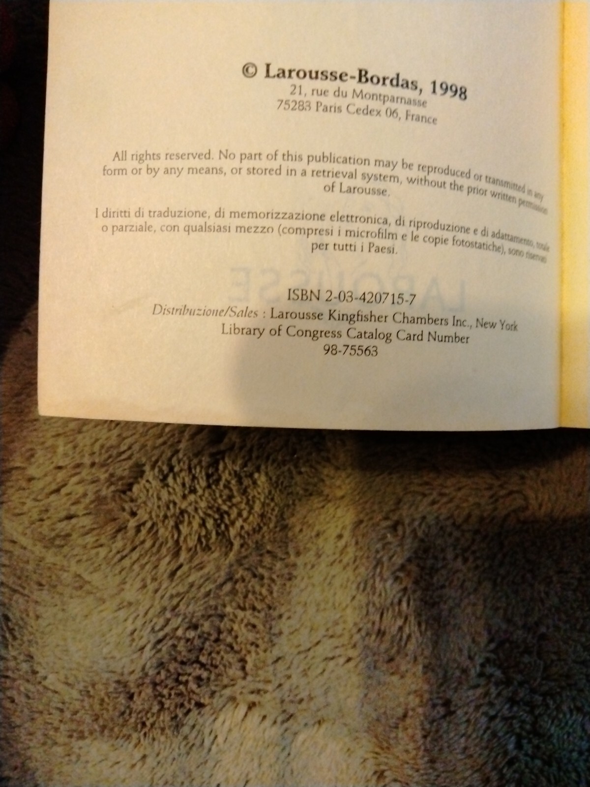 Larousse Pocket Dictionary – Italian-English by Larousse Staff (1999, Trade…