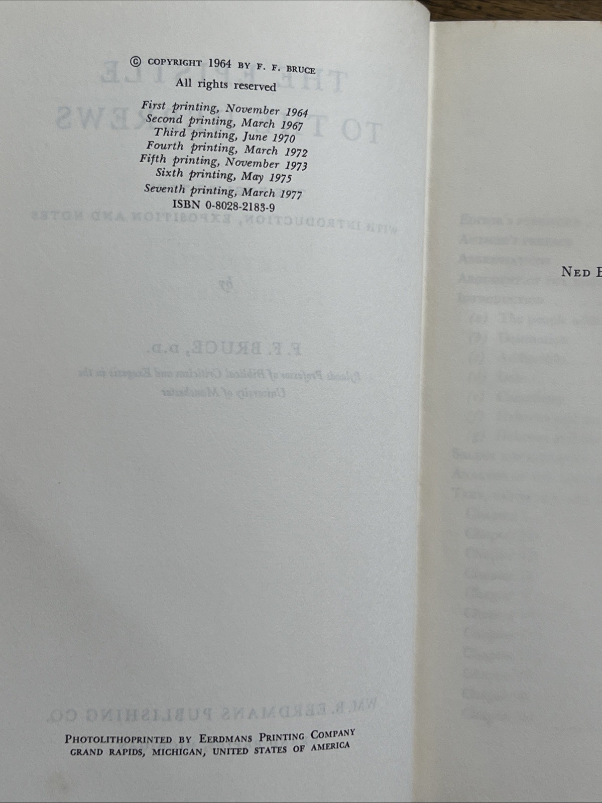 F.F. Bruce The Epistle to the Hebrews NICNT Hardcover Eerdmans