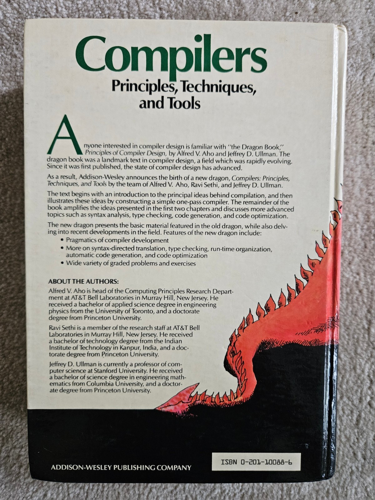 Compilers: Principles, Techniques, – Hardcover, by Aho Alfred V.; – Acceptable