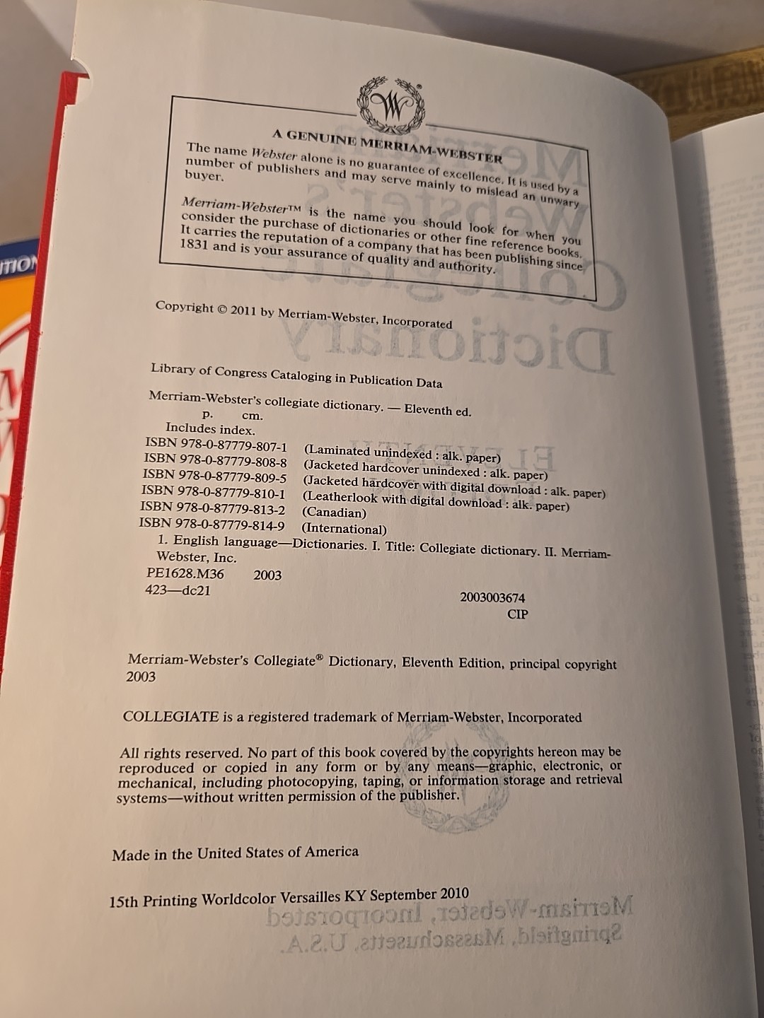 Merriam-Webster’s Collegiate Reference Set 11th Edition