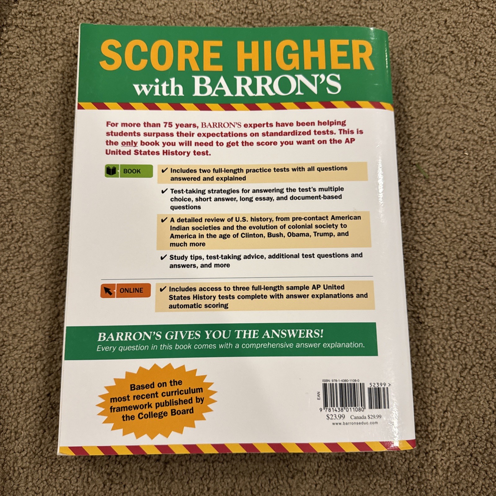 AP United States History 4th Edition ISBN: 978-1-4380-1108-0