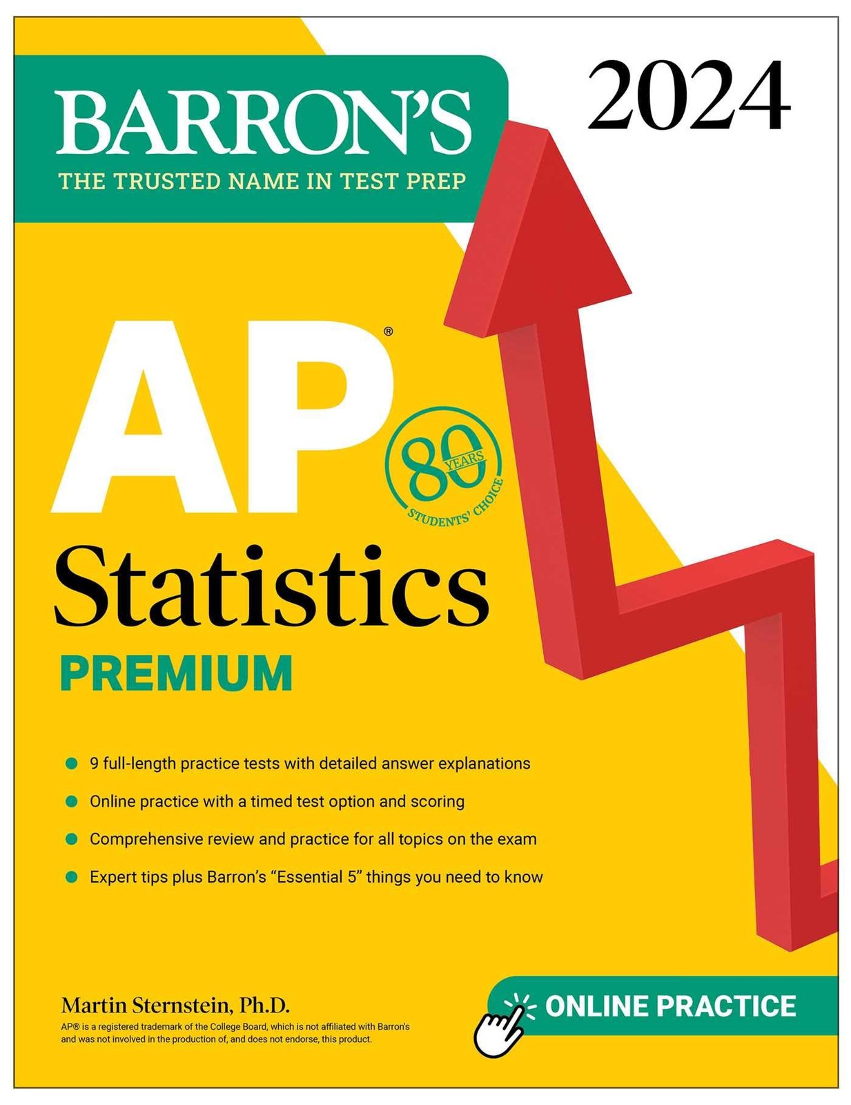 AP Statistics Premium, 2024: 9 Practice Tests + Comprehensive Review + Onlin…