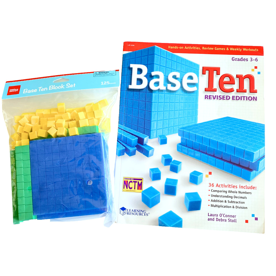 Base Ten Math Activities By Learning Resources Book & Foam Blocks Set Gr 3-6 New