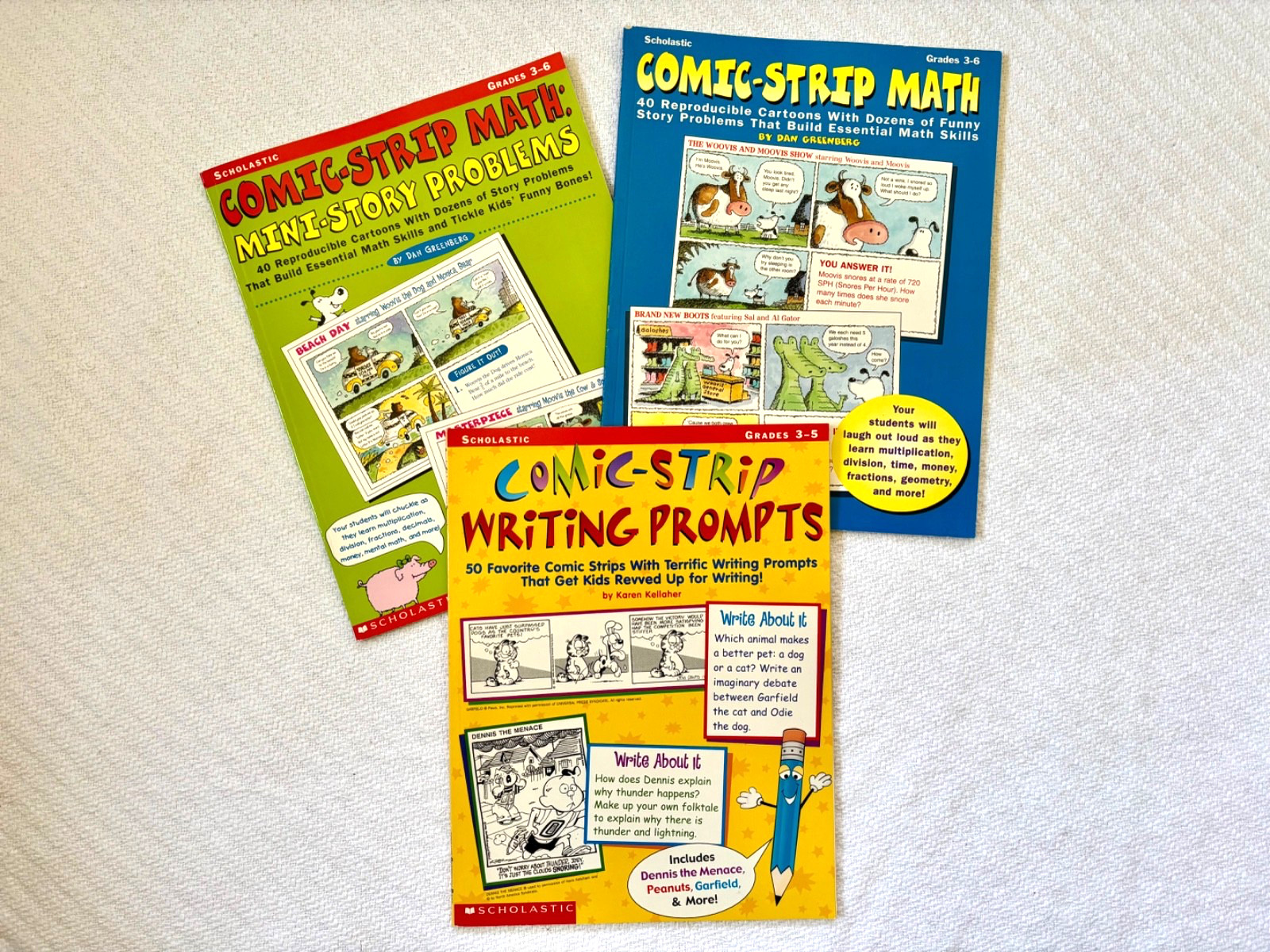 Comic-Strip Writing Prompts and 2 Comic-Strip Math books. Reproducible.