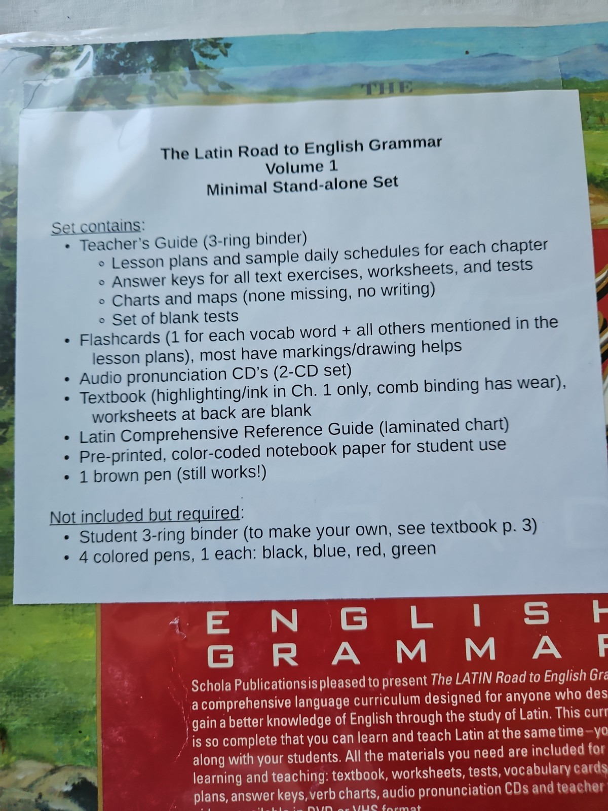 Latin Road To English Grammar Volume 1 One
