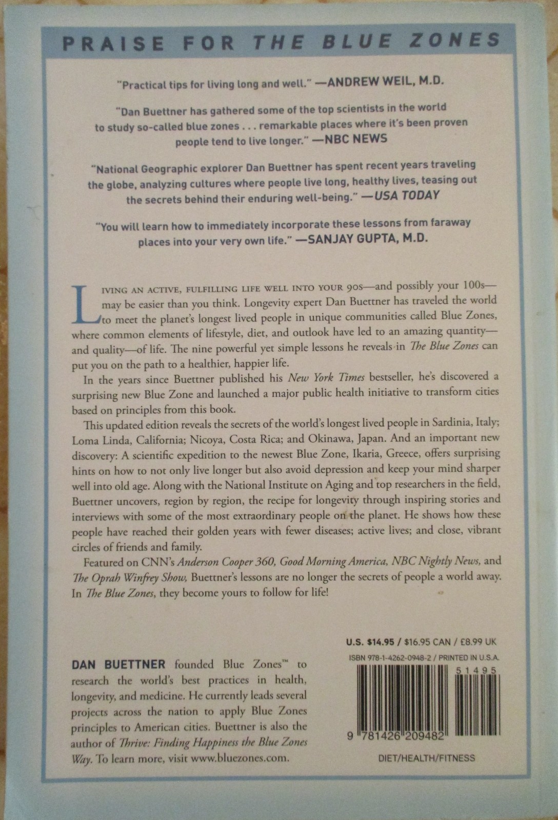 The Blue Zones 2 Ed: 9 Lessons for Living Longer, Dan Buettner Softcover, 2012