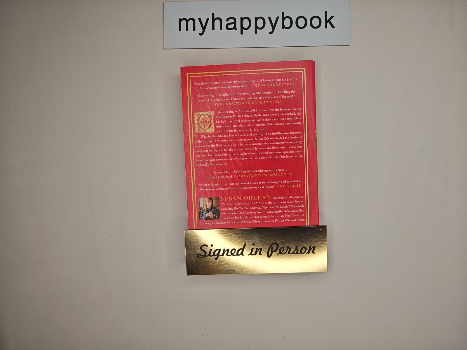 SIGNED Library Book by Susan Orlean, autographed, new, Reese’s Book Club