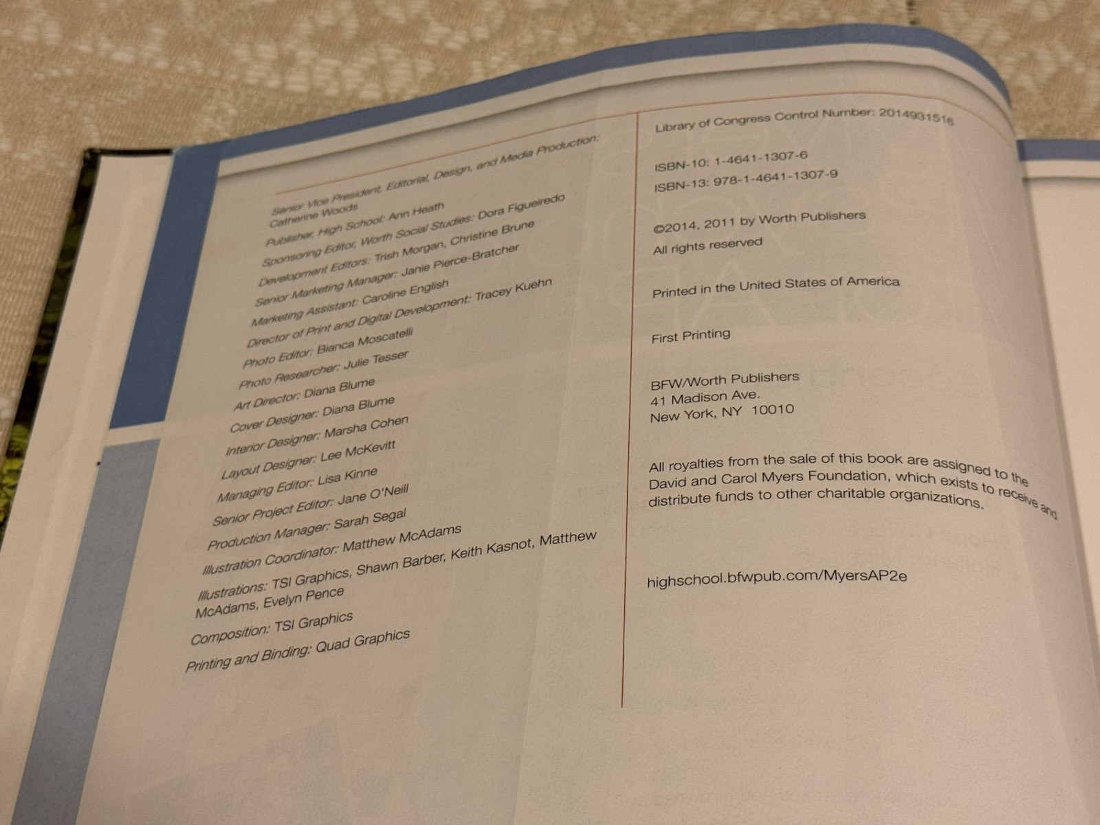 Myers’ Psychology for AP Second Edition by David G. Myers – 2014 Hardcover, BFW