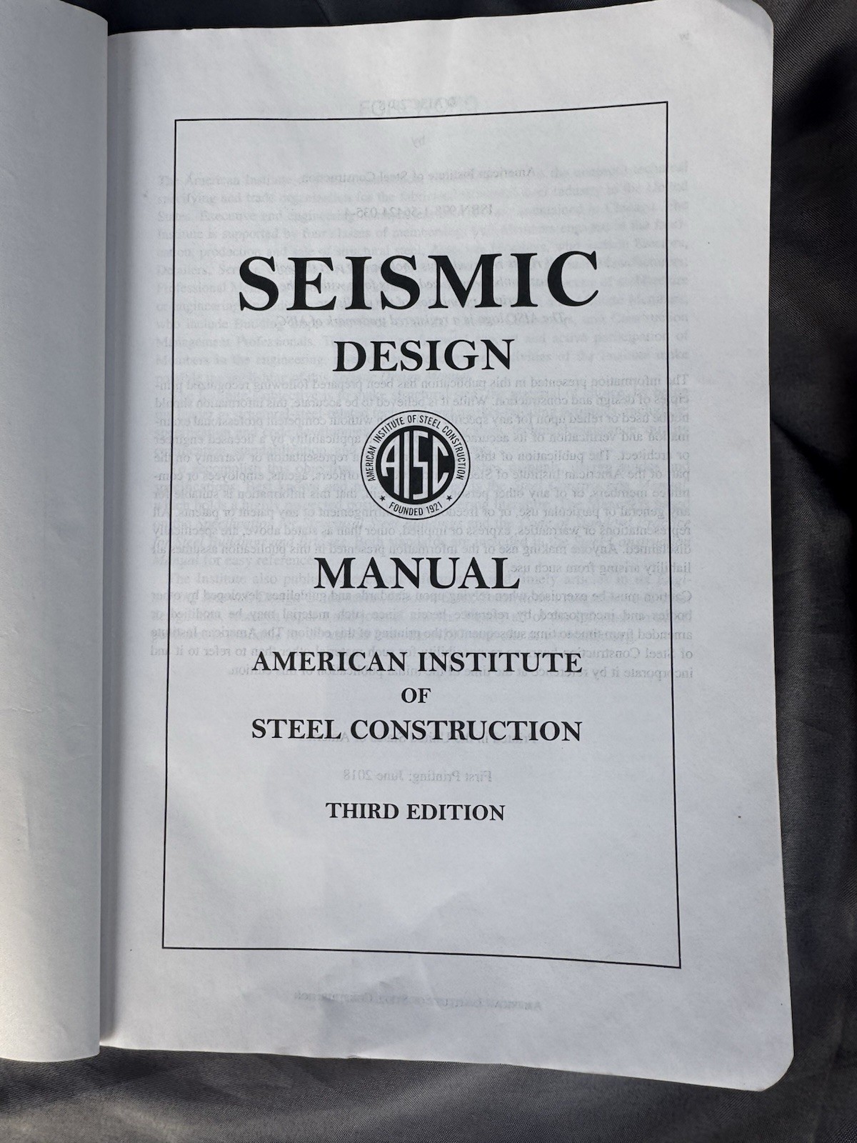 Seismic Design Manual Third Edition AISC Softcover American Institute