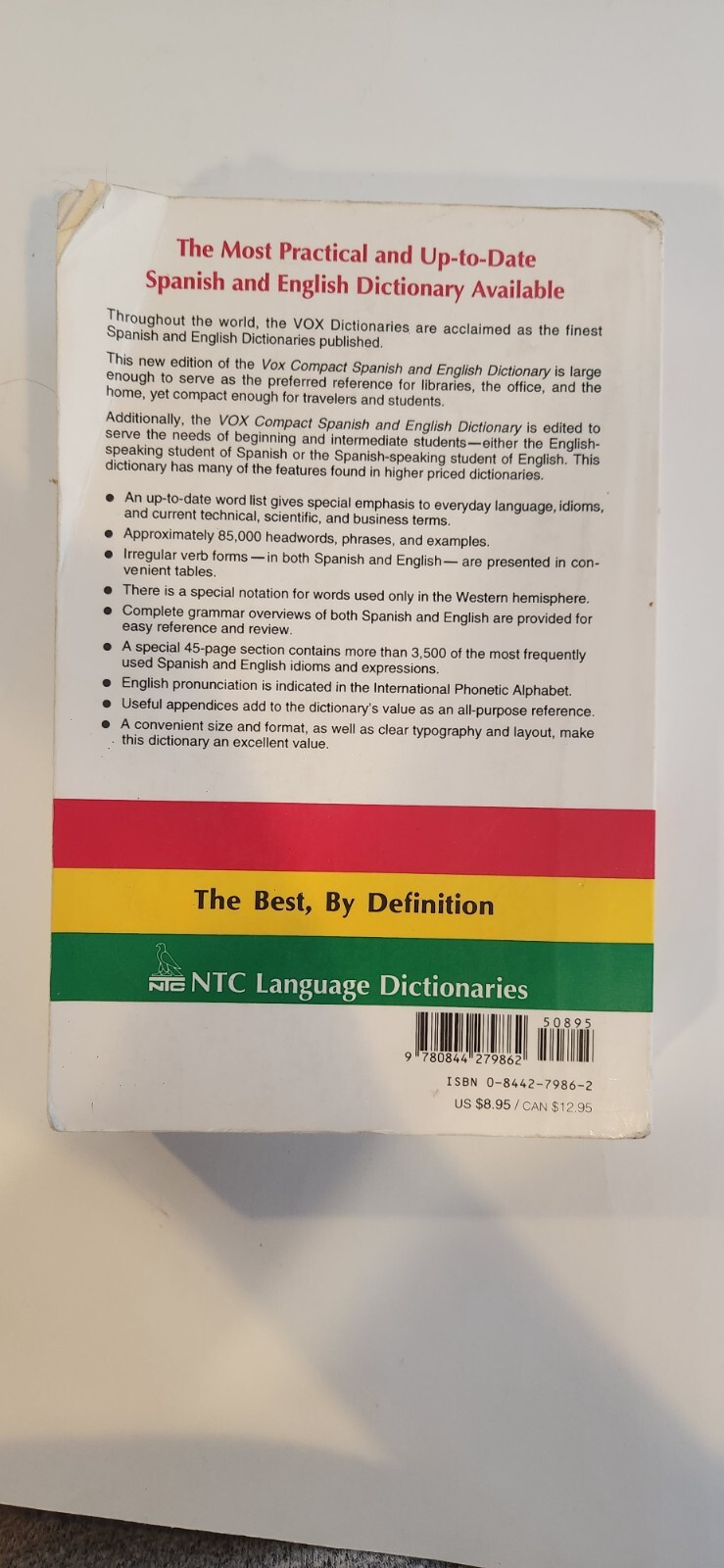 National Textbook Language Dictionaries Ser.: Vox Compact Spanish and English…